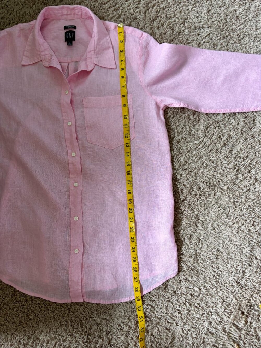 Gap Linen Boyfriend Shirt Relaxed Fit Pink - Women's M - Picture 5 of 8